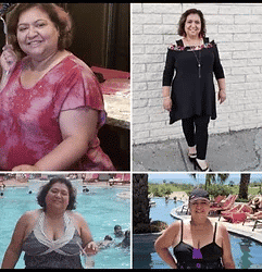 Before and after weight loss results.