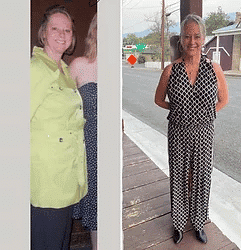 Before and after weight loss results.